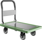 Upgraded Foldable Push Cart Dolly | 880 lbs. Capacity Moving Platform Hand Truck | Heavy Duty Space Saving Collapsible | Swivel Push Handle Flat Bed Wagon - Green