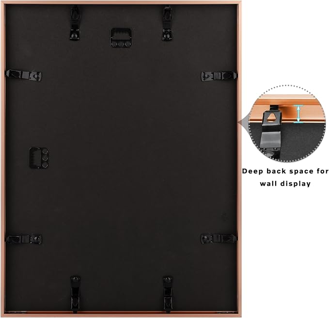Frametory, 12x16 Metal Picture Frame with Mat for 11x14 Picture & Real Glass, Aluminum Photo Frame Collection (Rose Gold, 2 Pack)