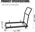Multi-Function Folding Chairs Rack Dolly, Commercial Grade Steel Frame, Storage and Transport Cart for Plastic Resin and Wood Folding Chair