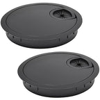2 Pcs Desk Grommet 3-1/8" / 80 mm, Desk Cord Hole Cover, Cable Grommet Metal Zinc Alloy Materilal, Desk Hole Grommet for Home & Office Pc, Detachable Cable Cord Organizer-Flat Black