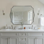 ANDY STAR Large Brushed Nickel Mirror, 30x40 Inch Scalloped Bathroom Mirror, Modern Rectangle Mirror with Unique Wavy Design, Ideal for Home Decor, Rust-Proof Stainless Steel 1" Frame