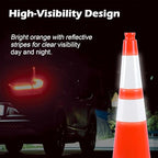 6 Pack 28 Inch Orange Traffic Cones with Reflective Bands, Heavy Duty Black Base Safety Cones for Road Work, Event Traffic and Outdoor Security (6, Orange, 28 Inch)