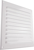 Vent Systems - 8 x 8 Inch (Inner) White Metal Square Soffit Air Vent Grille Cover, Register Vent Deflector Louver Built-in Mesh HVAC for Bathroom Home Office Kitchen 10" x 10" (Outer)