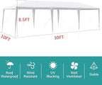 10x30 FT Party Tent, Outdoor Wedding Tents for Parties, Canopy Event Tent Without Removable Sidewalls, Waterproof Gazebo Shelter for Birthday Parties, Weddings, BBQs & Events (10X30FT-0Sides White)