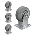 5'' × 2'' Caster Wheels, Heavy Duty Industrial Casters Set of 4 Rubber Wheels, Load 2800lbs Capacity, Casters for Cart Dolly Toolbox Trolley (4 Rigid)