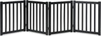 LZRS 4-Panel Wooden Free Standing Foldable Dog Gate Indoor – 24" High, Extra Wide Step-Over Safety Pet Gate for Doorways, Stairs, Hallways, Large Spaces & Playpen for Puppies Indoor Use, Black