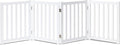 LZRS 4-Panel Wooden Free Standing Foldable Dog Gate Indoor – 24" High, Extra Wide Step-Over Safety Pet Gate for Doorways, Stairs, Hallways, Large Spaces & Playpen for Puppies Indoor Use, White