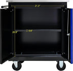 Rolling Tool Chest with 2 Doors and Adjustable Shelves, 25.9" D Movable Lockable Tool Cart Multi-Functional Hardware Storage Cabinet Box Auto Repair Locker