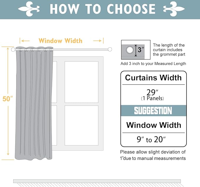 ChrisDowa Small Window Curtains 50 inches Long for Bedroom - Grommet Short Thermal Insulated Room Darkening Curtains for Kitchen (1 Panel, Brown, 29 x 50 Inch)