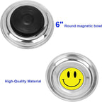 Magnetic Parts Tray 3 Pack, 6" Round Magnetic Parts Bowl, Stainless Steel,for Screw Socket Pin Tools Nuts Bolts Ferruginous Metal Accessories