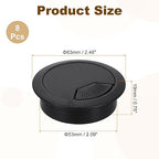 uxcell 8 Pcs 53mm (2.09 Inch) Desk Grommet, Plastic Cable Hole Cover, Wire Cord Cable Organizer for Home Office Computer Desk Cabinet, Black