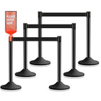 6 Pack Crowd Control Barriers Stanchions with 10 ft Retractable Belts - Heavy-Duty Base Stanchions for Queue Management in Airports, Theaters, Hotels, and Retail Stores(Black, 6 Pack)