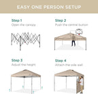 Best Choice Products 10x10ft Easy Pop Up Canopy w/Side Wall, 10 Pockets, Portable Carrying Case, 1-Button Setup, 4 Weight Bags - Sand