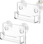 Window Mount Business Card Holder with Suction Cups Acrylic Single Pocket Organizer Clear Card Holder Acrylic Display Storage for Home Office