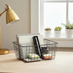 Metal Black Large Wire Basket Food Storage Organizer,pantry organizers and storage for Organizing Kitchen Cabinets potato onion, 2 Pack