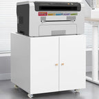 Print Mobile Printer Stand, Rolling Filing Cabinet, Lateral Office Filing Cabinet fits A4 or Letter Size for Home Office (White, H23.62)