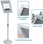 Sign Stands Aluminum Guide Signage Guide Vertical Advertising Billboard Welcome Poster Licensing Display Heavy Duty Pedestal Stand Sign Holder (Silver)