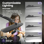 Neatfi XL 2,200 Lumens LED Task Lamp, 24W Super Bright Desk Lamp, 117 Pcs SMD LED, 4 Level Brightness, Dimmable, Task Light for Home, Office, Workbench (Non-CCT, Gray Wood)