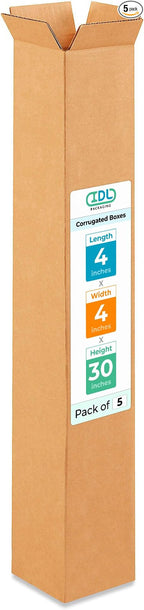 Tall Moving & Shipping Boxes 4 x 4 x 30 inches (5-Pack) - Extra Strength 200 lb vs Regular - Corrugated Boxes for Packaging Moving - Cardboard Box for Shipping - Packaging Box by IDL Packaging
