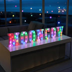 mooncow Rechargeable Light Up Letters,Colorful Marquee Letters with Remote,Gift Wrap Gifts,Bedroom Home Bar Party Decor (6)