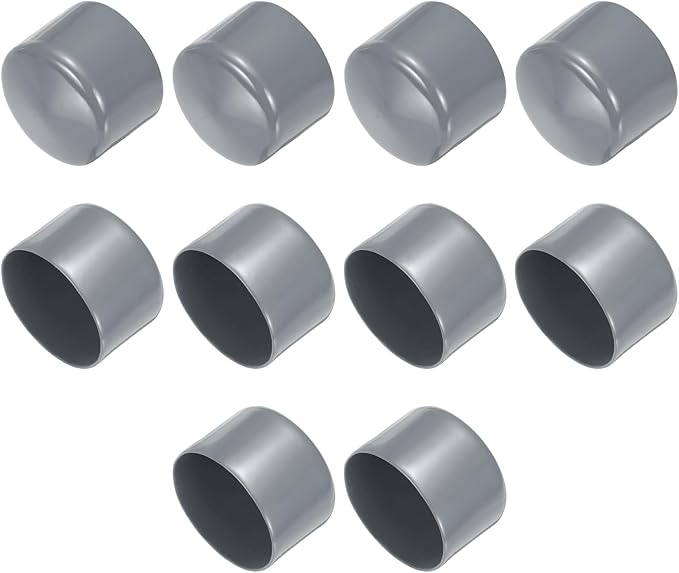 uxcell 10pcs Rubber End Caps 63mm(2 1/2 Inch) ID Vinyl Round End Cap Cover Screw Thread Protector Light Grey
