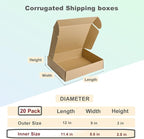 MEBRUDY 12x9x3 Inches Shipping Boxes Pack of 20, Small Corrugated Cardboard Box for Mailing Packing Literature Mailer