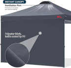 MASTERCANOPY Durable Pop-up Canopy Tent with 1 Sidewall (8'x8',Dark Grey)