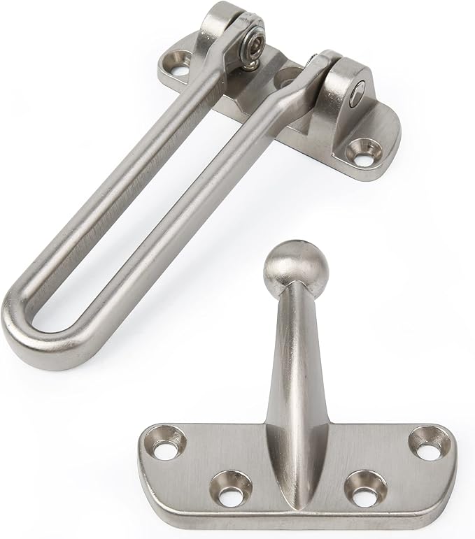 HASWARE Home Security Door Lock Swing Bar,Black Alloy Anti-Theft Door Guard Latch for Front and Inside Door, Safety Childproof Reinforcement Door Stopper (Silver)