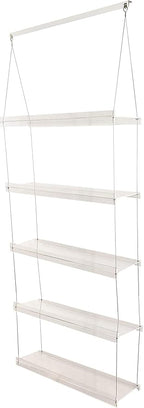 Hanging Acrylic Shelves for Windows (28" Wide, 5 Shelves - 66" Tall)