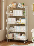 Commercial Metal Storage Rack with Wheels, 4-Tier Display Shelf for Retail Store, White (White, 23.6 x 13.7 x53.9inch)
