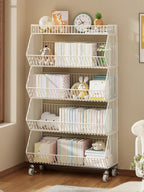 Commercial Metal Storage Rack with Wheels, 4-Tier Display Shelf for Retail Store, White (White, 23.6 x 13.7 x53.9inch)