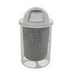COATEDOUTDOORFURNITURE RDT-TXTGRY Heavy Duty 32 Gallon Round Trash Receptacle, Liner Included, Textured Red with Textured Grey Steel Dome Top, Made in America