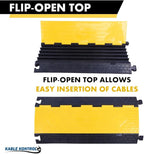 Kable Kontrol Atlas Cable Protector Wire Ramp - 5 Channel Bulk Wholesale Pallet – 20 Pcs - 35” Long Black & Yellow - 24000 Lbs Load Capacity - Rubber Speed Bump Wire Protector Cord Cover - CP9975