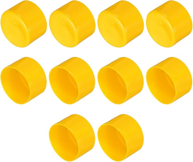 uxcell 10pcs Rubber End Caps 75mm(3 Inch) ID Vinyl Round End Cap Cover Screw Thread Protector Yellow