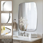 ANDY STAR Chrome Bathroom Mirror, 24x40 Inch Polished Chrome Oval Mirror for Bathroom with Stainless Steel Metal Frame, Oblong Mirror for Bathroom, Living Room, Entryway