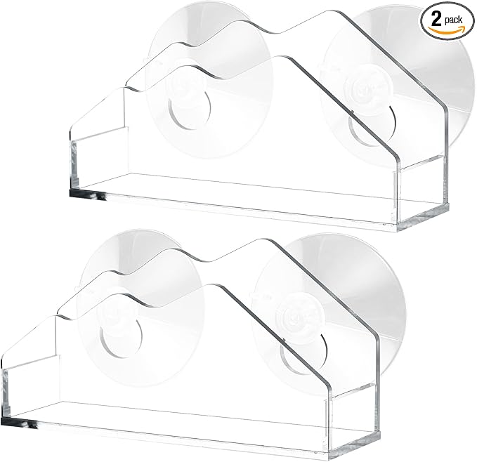 Window Mount Business Card Holder with Suction Cups Acrylic Single Pocket Organizer Clear Card Holder Acrylic Display Storage for Home Office (Stylish)