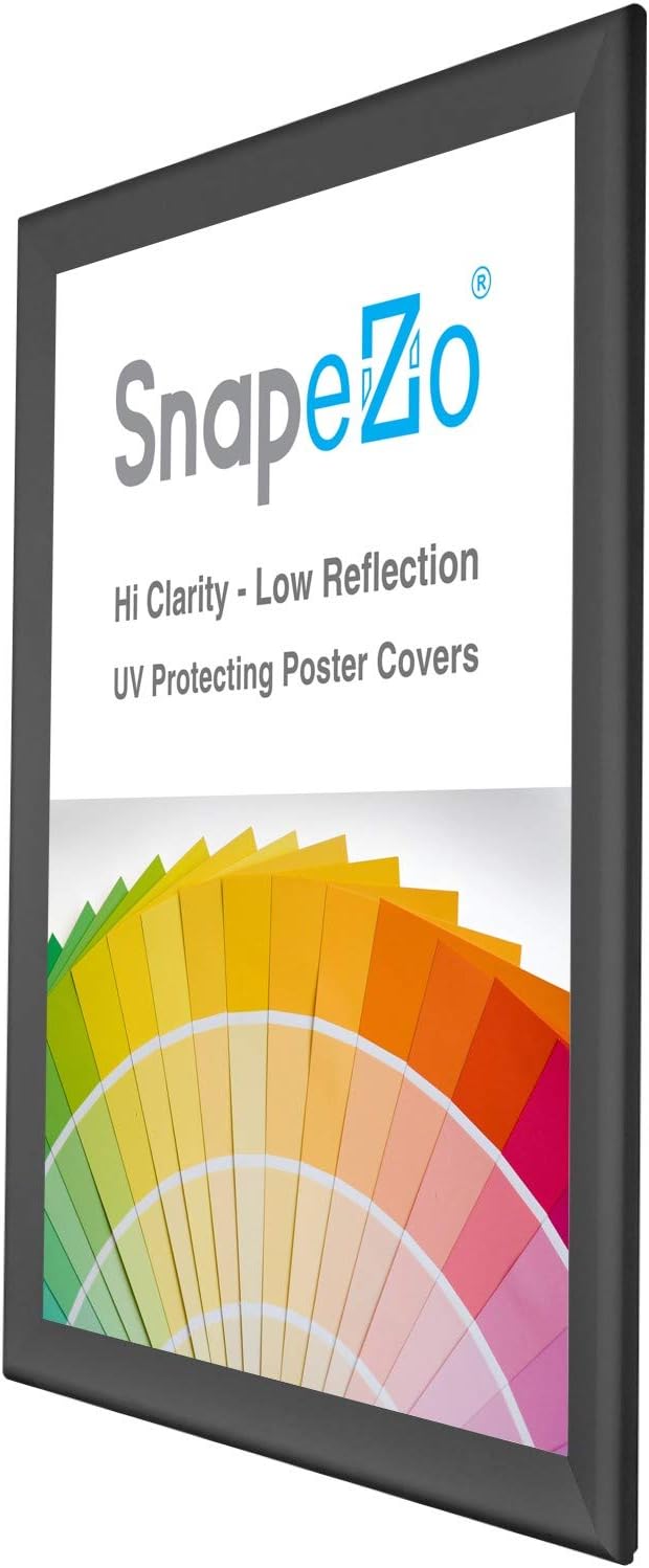 SnapeZo Poster Frame 30x40 Inches, WIDE Black 1.7 Inch Aluminum, Front-Loading Snap Frame, Wall Mounting, Wide Series