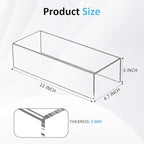 Acrylic Shelf Riser 12x4.7x3 pack of 2, Desktop Rectangular Acrylic Tray Pedestal Stand for Funko Pop Figure, Bags, 12x4.7x3 Inch
