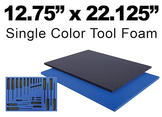 5S LEAN TOOL BOX FOAM ORGANIZERS 1/2 INCH THICK (1 PIECE) (12.75"x22.125", Black)