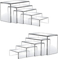 10 Pcs Acrylic Display Risers, 2 Sets Small Size Acrylic Risers Display Stands, 0.15" Thick Clear Shelf Riser, Risers Display Stands for Dessert, Candy, Figure, Perfume, Jewelry Showcase