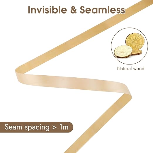 BEVTEE Birch Edge Banding, 1.5 Inch x 50 ft Wood Veneer Roll Pre-glued, Flexible Birch Iron-on Veneer Edge Band for Plywood & Furniture Edging, Natural Wood Color for DIY & Professional Projects