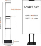 Floor Poster Stand,Heavy Duty Display Poster Sign Holder&with Non-Slip Mat Base Adjustable Height Up to 75 inches for Board & Foam (1-Pack)
