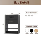ROOMTEC 19.5" 2 Drawer Short Tower Closet Unit, Modular Closet System with Drawers and Shelf, Wardrobe Organizer for Bedroom or Walk-in Closet, Wall Mounted, Customizable Clothes Storage Unit, Black
