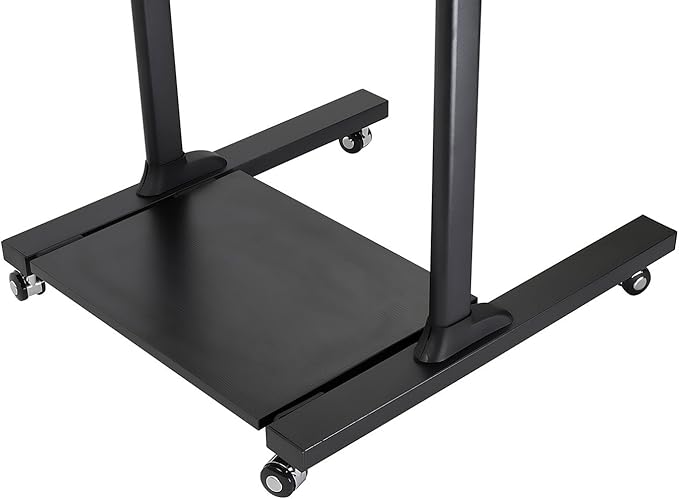 Mount-It! Mobile Computer Cart with Monitor Mount for Screen up to 32", Portable Desk on Wheels, Rolling Laptop Stand for Teachers, Office, Classroom, Rise up to 53", Podium, Keyboard Tray, Black