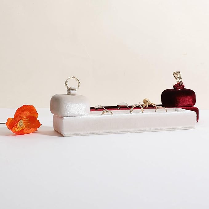 GemeShou Beige Ring Display Stand for Jewelry, Velvet Single Ring Holder for selling, Cute Jewelry Display for Show【Beige】