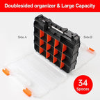 Plastic Tool Box,NOEAIKE Double Side Tool Organizer Small Parts Tool Box Hardware Organizer with Removable Plastic Dividers for Bead/Screws/Nuts/Nails/Bolts/Bins/Crafts