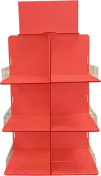 Versatile 4-Sided Rotating Display Stand for Candy, Snacks, Jams, Produce and More - Ideal for Craft Shows, Farmers Markets, and Retail Stores - 12 Shelves, Heavy-Duty Design, Easy Setup (Red)