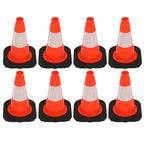8 Pack 12 Inch Orange PVC Traffic Cones Black Base Stable Durable, Sport Training Soccer Practice Kids Safety Markers Indoor Outdoor Use (8, Orange, 12 Inch)