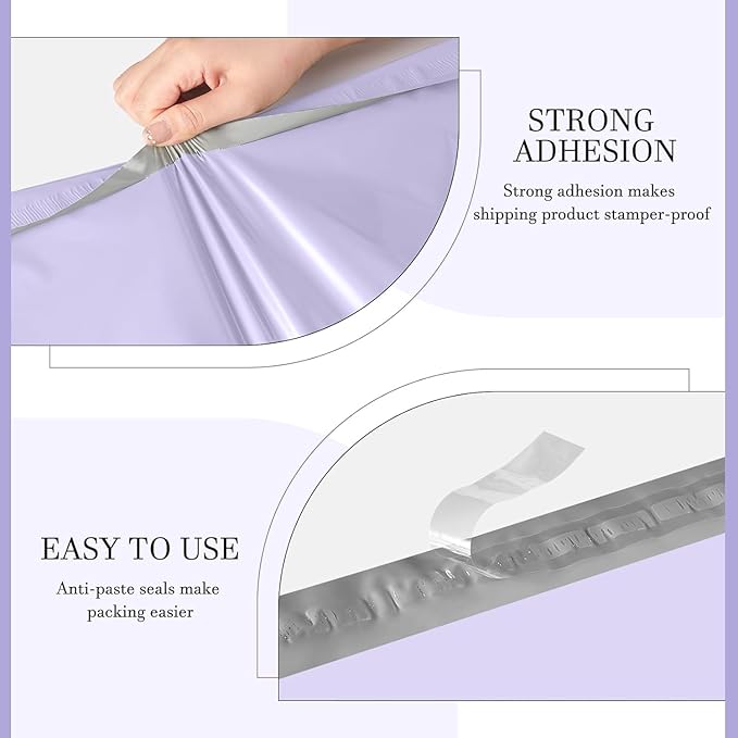 Metronic Large Poly Mailers 24x24 300 Pcs, Strong Adhensive Shipping Bags for Clothing, Waterproof Mailers Bags for Small Business, Shipping Envelopes, Tear-resistant Mailing Bags Bulk in Lilac Purple