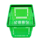 12Pcs 18L Shopping Baskets with Handles, Portable Plastic Retail Grocery Baskets Large Capacity for Stores, Supermarket, Retail, Groceries Shopping (Green)